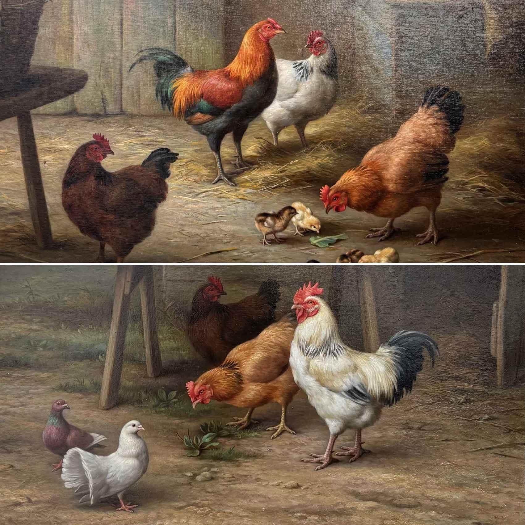Edgar Hunt | Farmyard Scenes. A Pair.